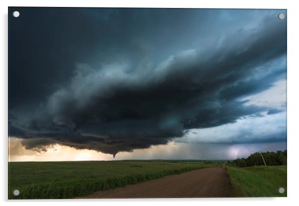 North Dakota Tornado and Lightning Acrylic by John Finney