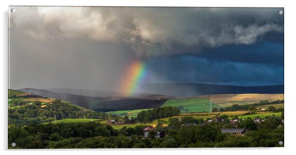 Hayfield Thunderstorm Rainbow Acrylic by John Finney