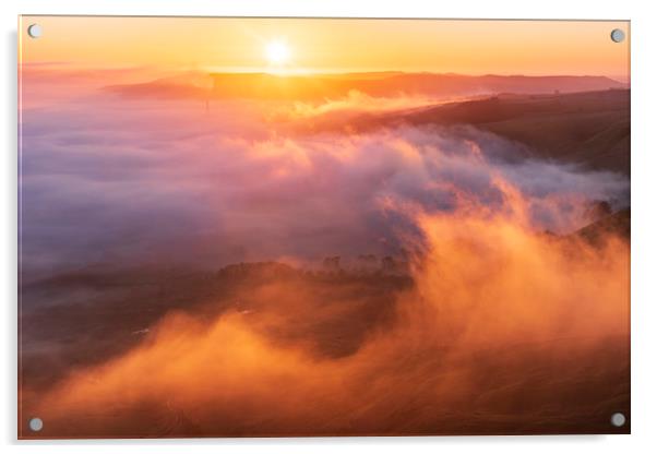 Hope Valley Inversion Sunrise, Peak District Acrylic by John Finney