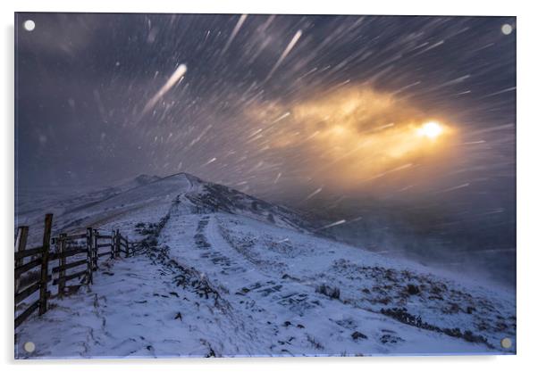 Sunrise Blizzard, Peak District Acrylic by John Finney