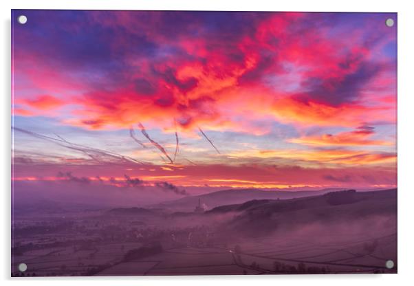 Red Sky in the Morning, Peak District  Acrylic by John Finney