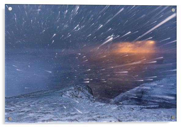 Extreme Sunrise Blizzard, Peak District  Acrylic by John Finney