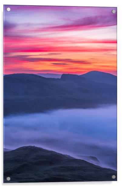 Back Tor Summer Sunrise, Peak District Acrylic by John Finney