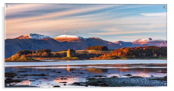 Castle Stalker Winter sunset, Scotland Acrylic by John Finney