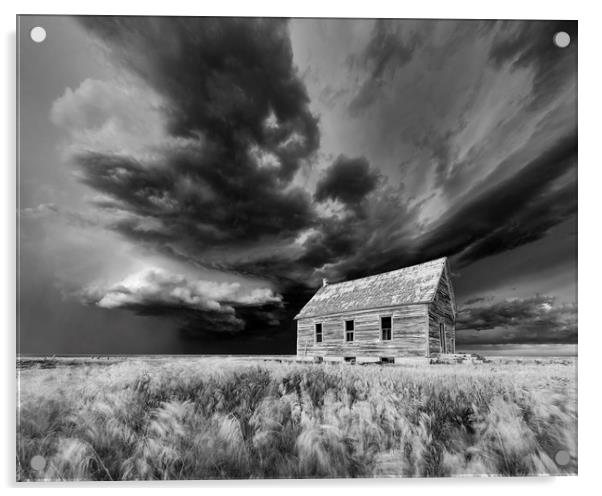 Abandoned Schoolhouse with a Storm, Colorado  Acrylic by John Finney