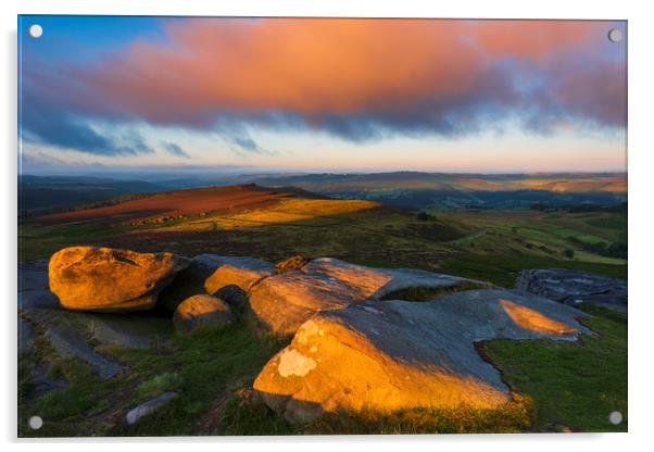 Higgor Tor sunrise, Hathersage Acrylic by John Finney