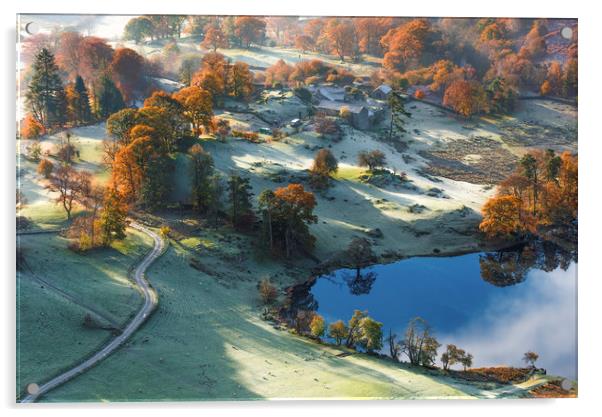 Lake District Autumn morning on Loughrigg Tarn Acrylic by John Finney