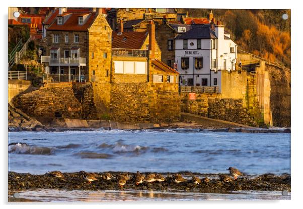 Sandpipers at Robin Hoods Bay, Whitby.  Acrylic by John Finney