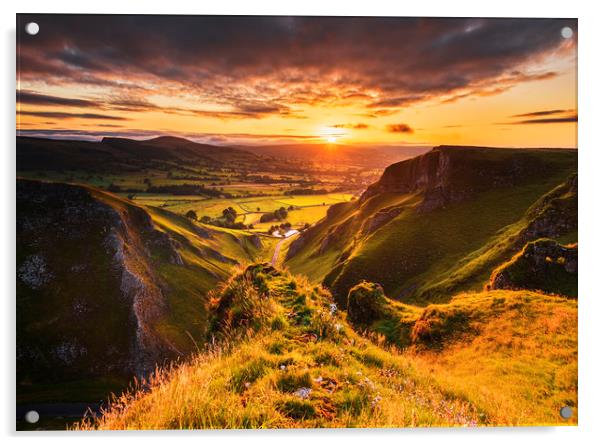 A Derbyshire sunrise from Winnats Pass  Acrylic by John Finney
