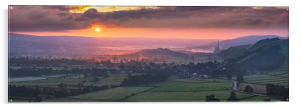 Hope Valley Panoramic sunrise, Derbyshire Acrylic by John Finney