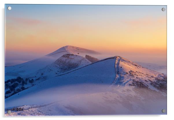 Winter Sunrise on the Great Ridge, Peak District Acrylic by John Finney