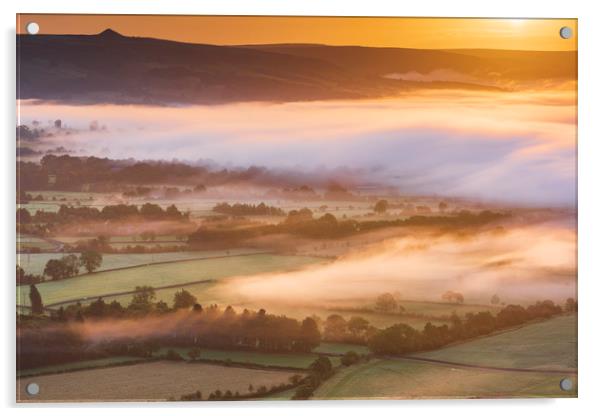 Hope Valley and Win Hill, September Sunrise Acrylic by John Finney