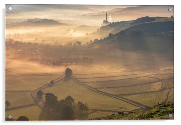 Castleton Village on a stunning morning, Derbyshir Acrylic by John Finney