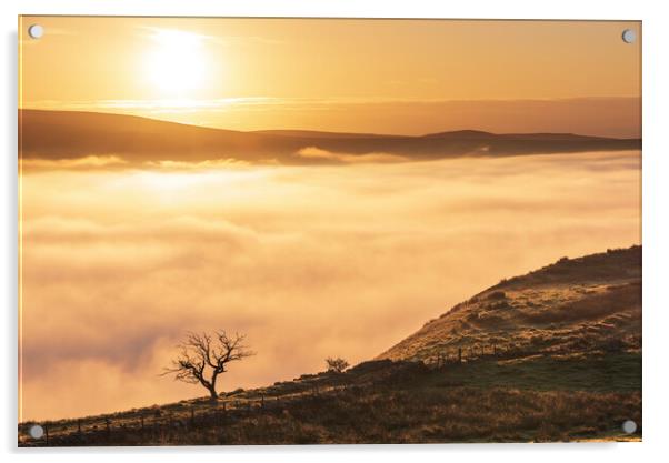 Sunrise from Cracken Edge in the Derbyshire Peak D Acrylic by John Finney