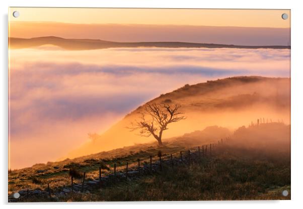 Sunrise from Cracken Edge in the Derbyshire Peak D Acrylic by John Finney