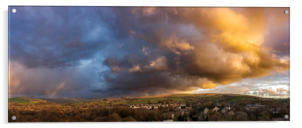New Mills Stormy Sunset Acrylic by John Finney