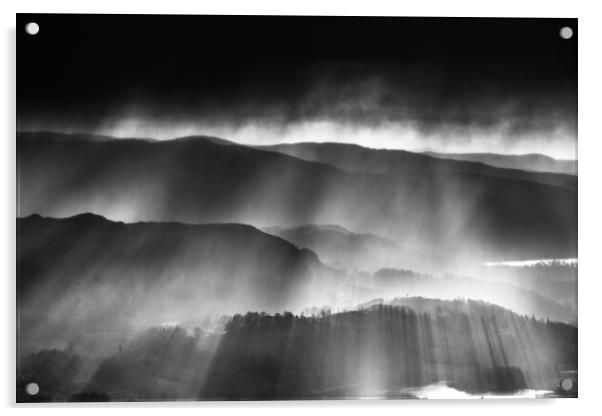 Elterwater Snowstorm & Light  Acrylic by John Finney