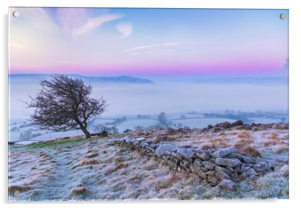 Win hill Dawn, Derbyshire Peak District Acrylic by John Finney