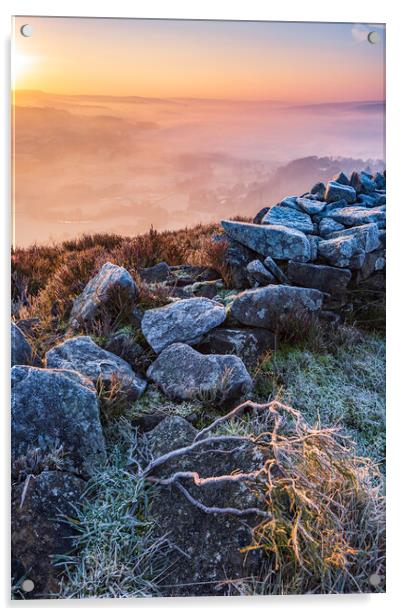 Frosty Colours at sunrise. Derbyshire, Peak Distri Acrylic by John Finney