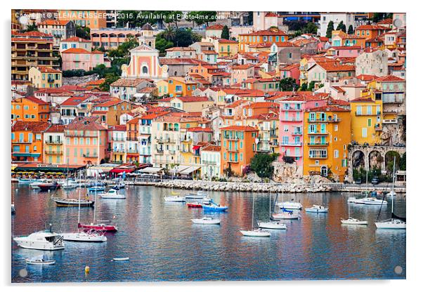 Villefranche-sur-Mer view in French Riviera Acrylic by ELENA ELISSEEVA