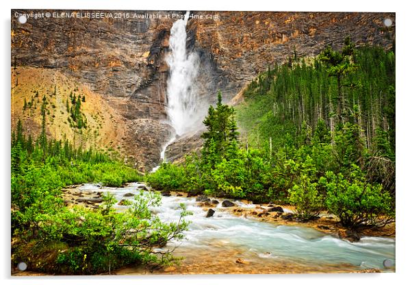 Takakkaw Falls waterfall in Yoho National Park, Ca Acrylic by ELENA ELISSEEVA