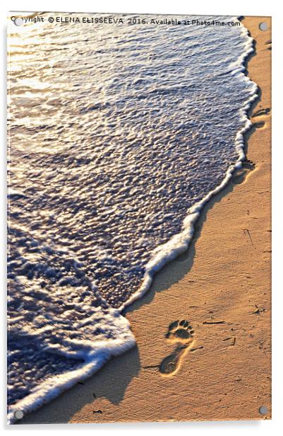 Tropical beach with footprints Acrylic by ELENA ELISSEEVA