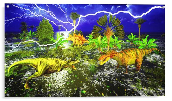 Dinosaur doomsday Acrylic by Dariusz Miszkiel