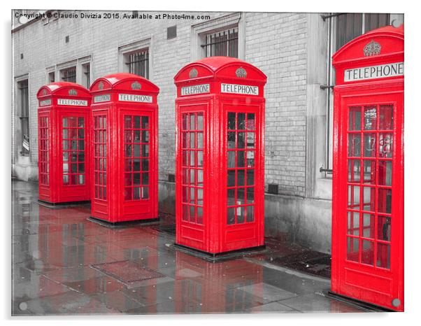  London telephone box Acrylic by Claudio Divizia