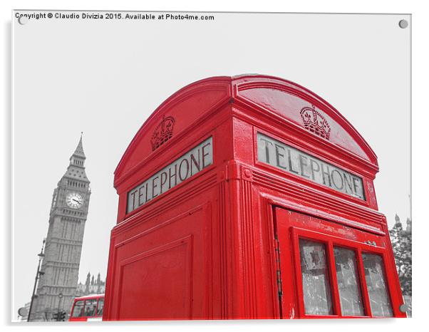 London telephone box Acrylic by Claudio Divizia
