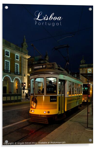 Lisbon Nights - Travel Art Acrylic by Angelo DeVal