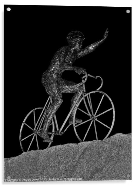 The Cyclist Of Foia. Monchique Acrylic by Angelo DeVal