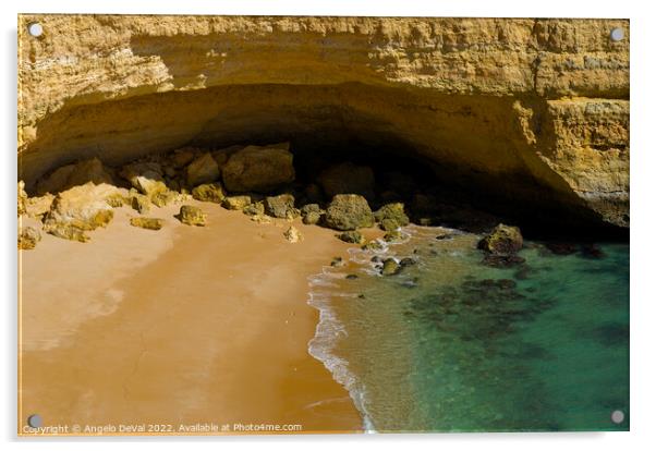 Cliff Cave in Praia Deserta Acrylic by Angelo DeVal