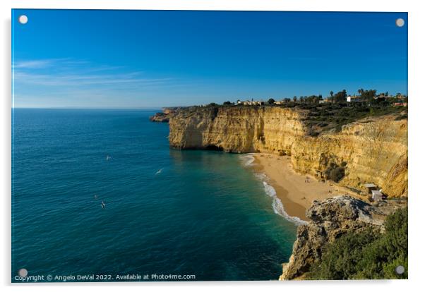 Centianes Beach from the cliff in Algarve Acrylic by Angelo DeVal
