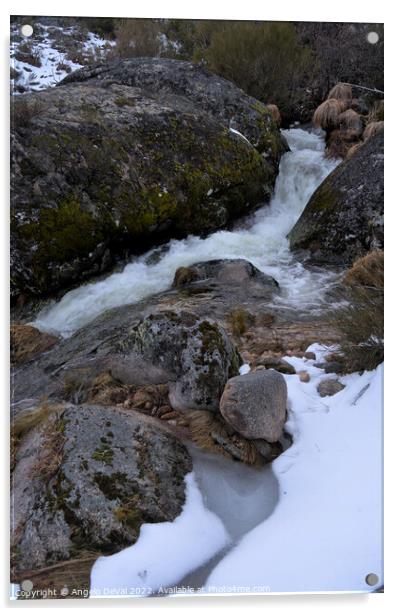 Serra da Estrela waterfalls and snow Acrylic by Angelo DeVal