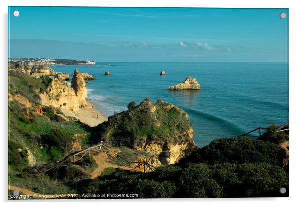 Praia da Rocha Cliffs in Algarve Acrylic by Angelo DeVal