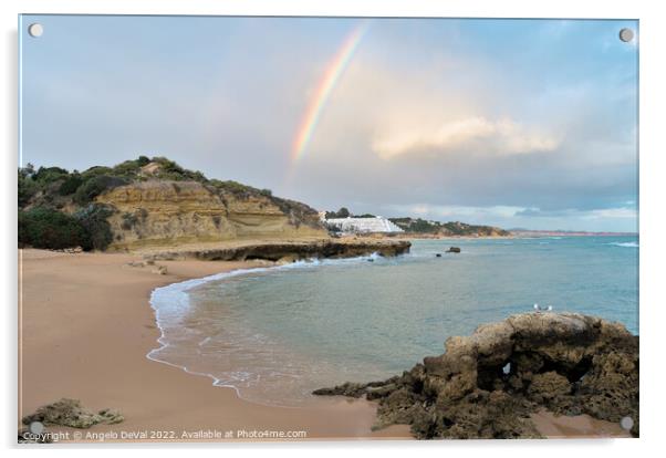 Rainbow in Aveiros Beach Acrylic by Angelo DeVal