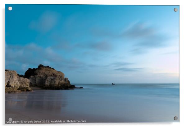 Twilight in Chiringuitos beach with long exposure Acrylic by Angelo DeVal