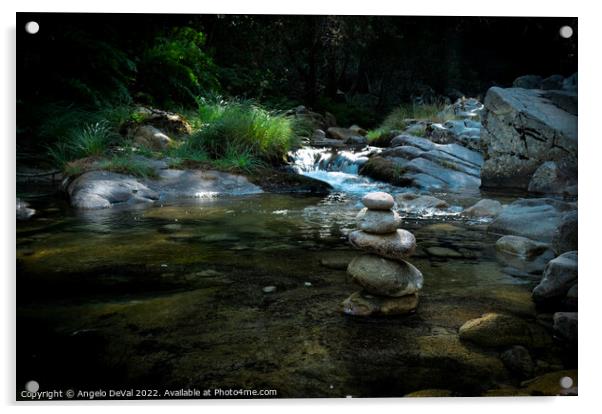 Zen rocks in Gralheira river Acrylic by Angelo DeVal