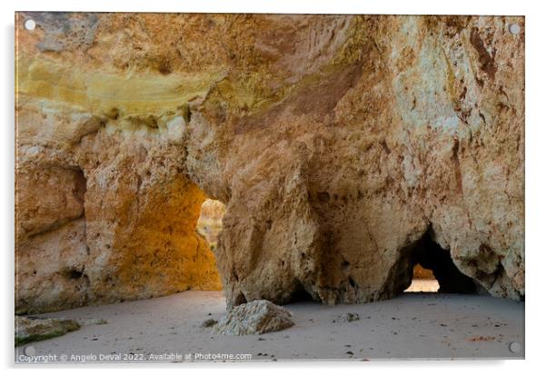 Rocky Doors in Three Brothers beach. Algarve Acrylic by Angelo DeVal