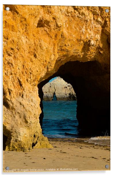 Cave Portal at Three Brothers Beach in Algarve, Portugal Acrylic by Angelo DeVal