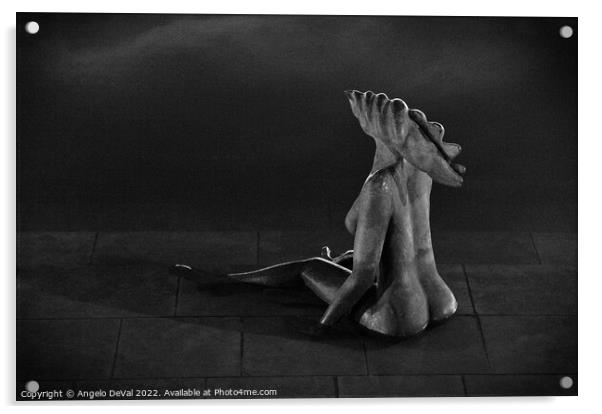 Mermaid of Faro Marina in Monochrome  Acrylic by Angelo DeVal