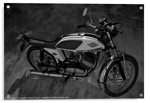 Zundapp Famel XF-17 Portuguese Motorcycle in Monochrome Acrylic by Angelo DeVal