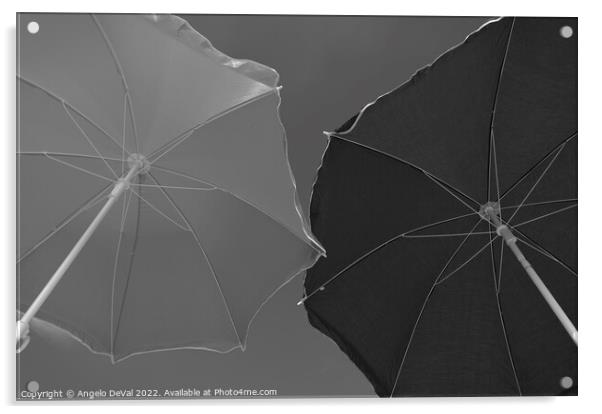 Monochrome Beach Umbrellas Acrylic by Angelo DeVal