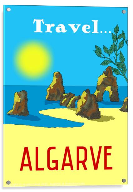 Travel Algarve. Vintage Mosaic Illustration Acrylic by Angelo DeVal