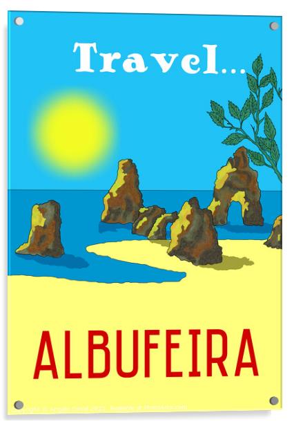 Travel Albufeira. Vintage Mosaic Illustration Acrylic by Angelo DeVal