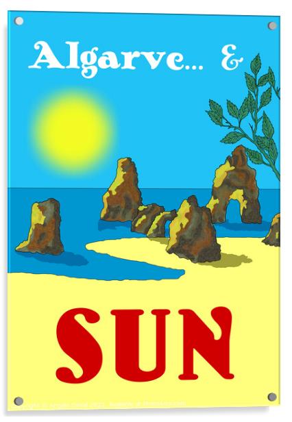 Algarve and Sun. Vintage Mosaic Illustration Acrylic by Angelo DeVal