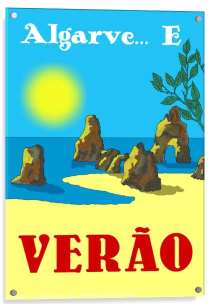 Algarve E Verao. Vintage Mosaic Illustration Acrylic by Angelo DeVal