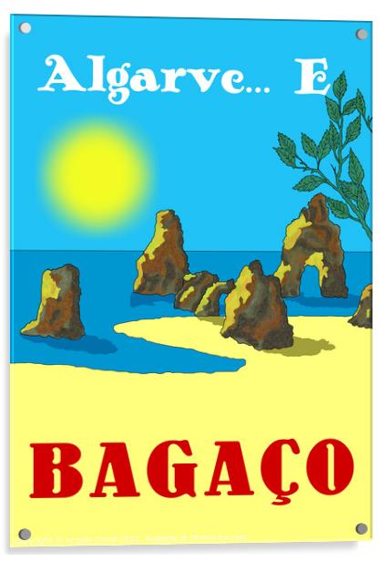 Algarve E Bagaco. Vintage Mosaic Illustration Acrylic by Angelo DeVal