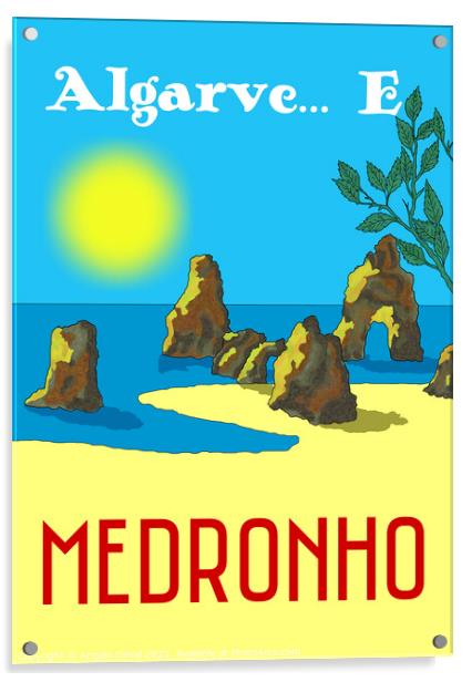 Algarve E Medronho. Vintage Mosaic Illustration Acrylic by Angelo DeVal