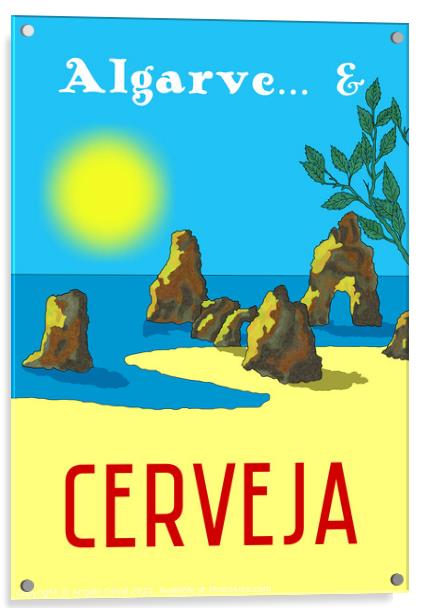 Algarve and Cerveja. Vintage Mosaic Illustration Acrylic by Angelo DeVal